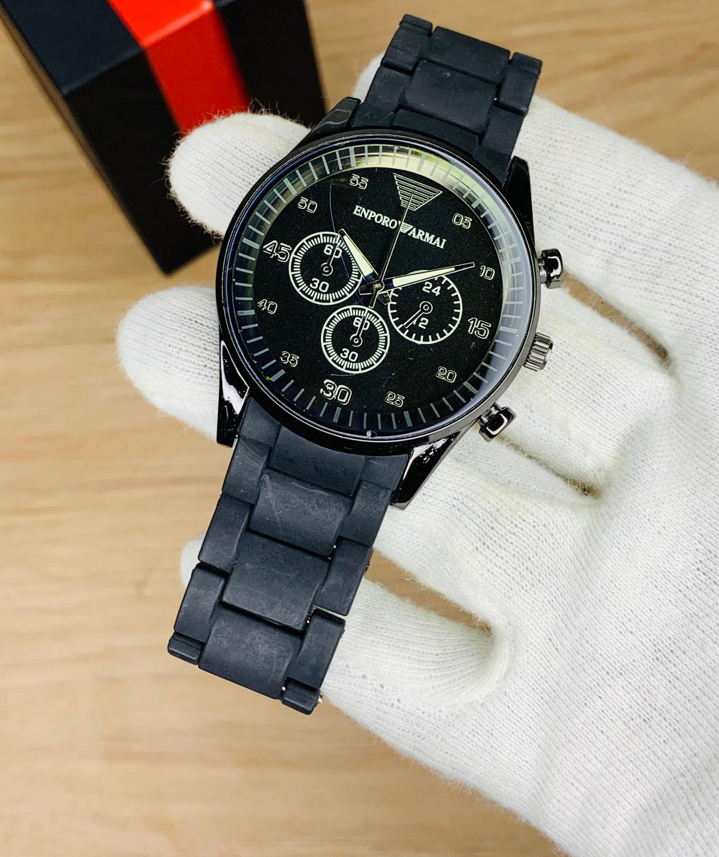 EMPORIO ARMANI WATCH WITH RUBBER CHAIN